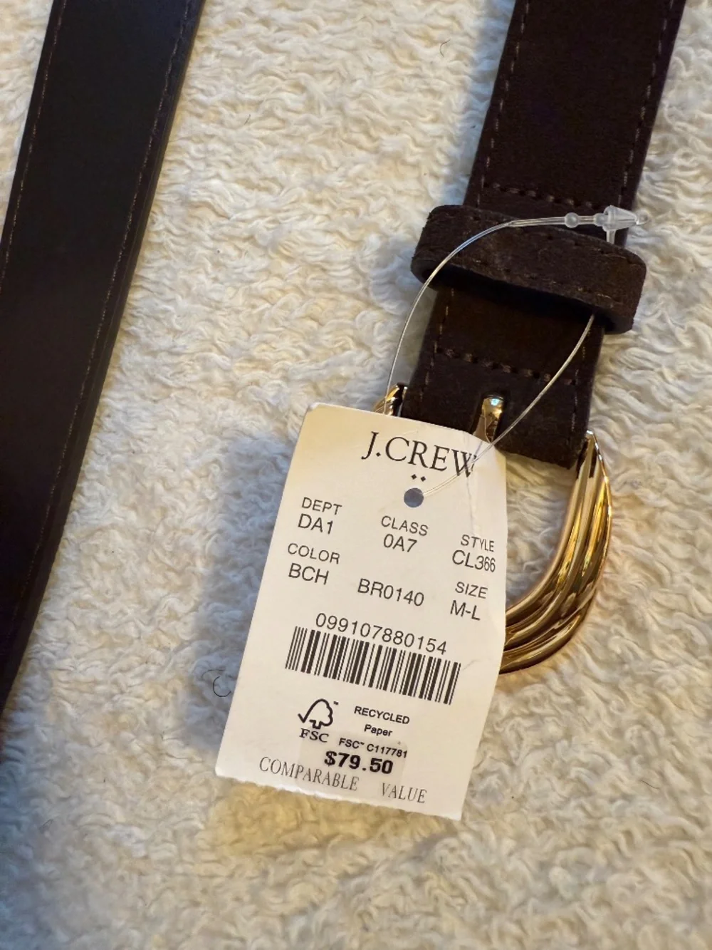 J Crew Women’s Genuine Suede Belt in Brown, M/L, Oval Bucket Suede Belt, NWT